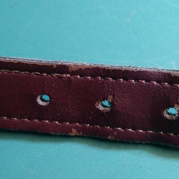 Vibrant Blue and Red Geometric Pattern Belts Solid Brass Buckles - Picture 11 of 11